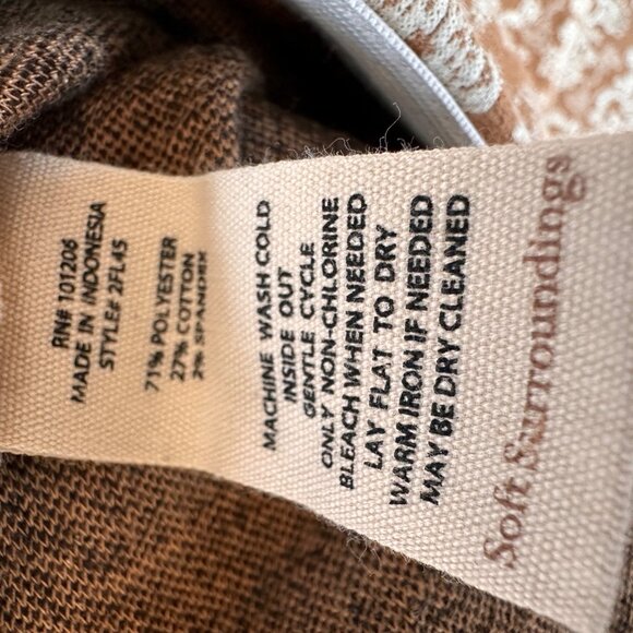 Soft Surroundings | Large Sumptuous Knit Brown White Lace Flare Pull On Pants - Picture 7 of 8